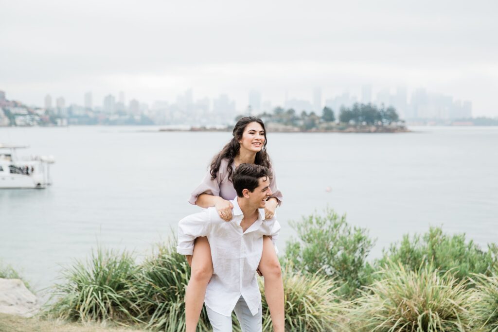 Couple Piggyback Engagement Photo Sydney