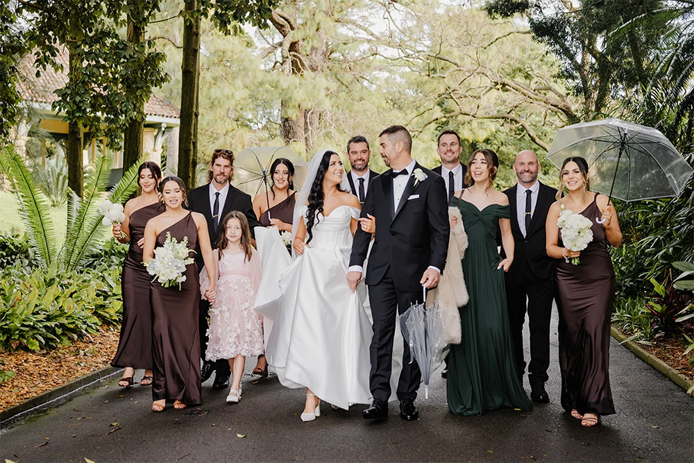 bridal party portrait at Royal Botanic Garden Sydney